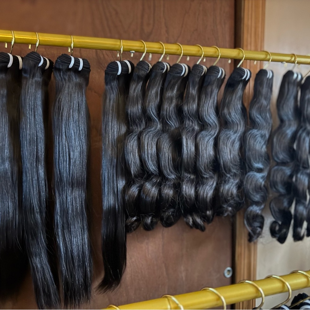 Premium Natural Black Weft Hair Extensions - Smooth & Wavy Options
